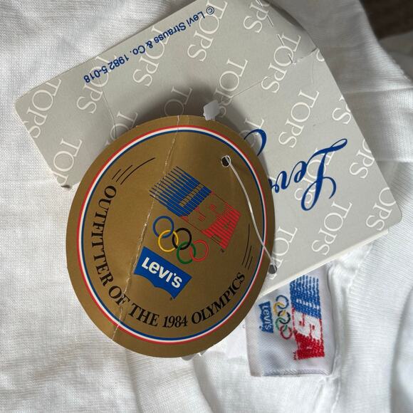 Deadstock 1984 Levi’s USA Olympics Tee Small Los Angeles Red White Blue Striped - Picture 8 of 11